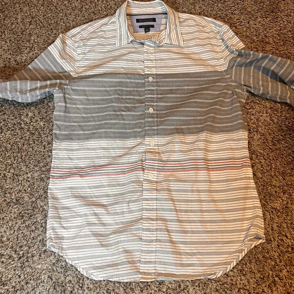 Banana Republic Custom O/B‎ Wash Shirt Men's Grant Fit Striped Medium